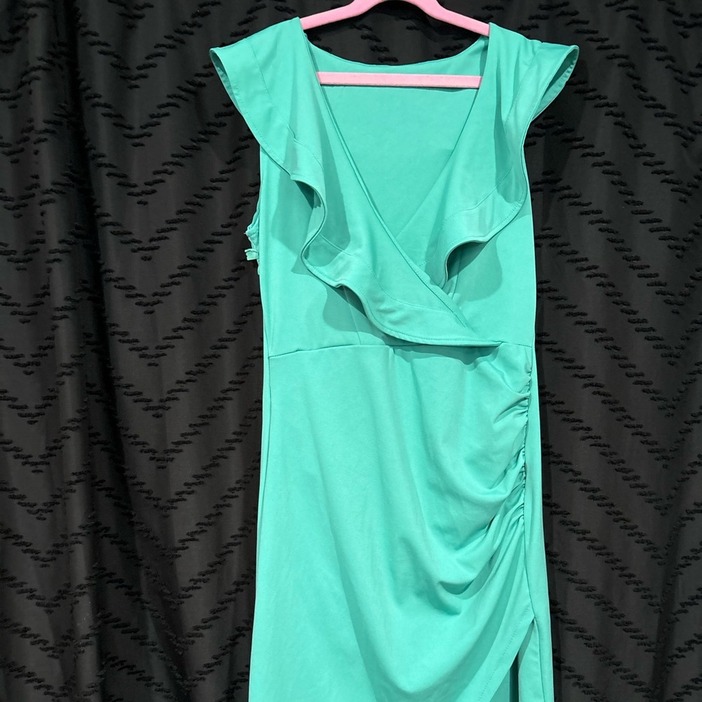 Elegant Green Ruffle Dress